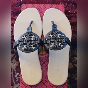 Tory Burch Black and Cream Sandals